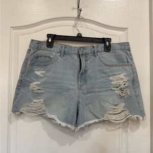 Vanilla Star Light Blue Distressed Jean Shorts